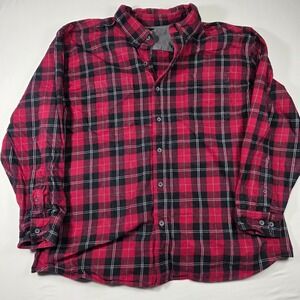 Ridgecut Toughwear Mens 3XL Red Black‎ Plaid Flannel Button Down Work Shirt Long